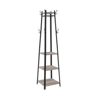 VASAGLE Industrial Hanger and Stand with 3 Shelves, Grey and Black...
