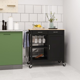 HOMCOM Κλασικό Καρότσι Κουζίνας με Συρτάρια και Ντουλάπι 89x40x84εκ... HOMCOM Κλασικό Καρότσι Κουζίνας με Συρτάρια και Ντουλάπι 89x40x84εκ...