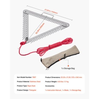 VEVOR Τρίπλευρη Αναδιπλούμενη Τσουγκράνα Υδρόβιων Ζιζανίων 24in με ...