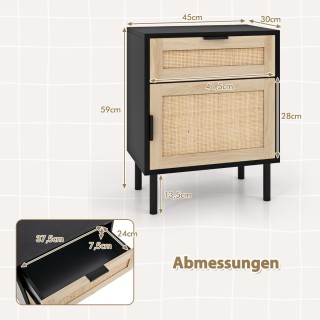 Costway Σετ 2 Μαύρα Κομοδίνα Rattan με Συρτάρι και Ντουλάπι 45x30x5... Costway Σετ 2 Μαύρα Κομοδίνα Rattan με Συρτάρι και Ντουλάπι 45x30x5...