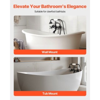 VEVOR Μαύρη Ματ Αναμεικτική Μπαταρία Μπανιέρας Τύπου Clawfoot με Ρυ...