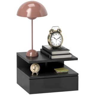 HOMCOM Κομοδίνο Κρεμαστό 35x32x22.5 εκ, Μαύρο Λουστραρισμένο 831-33...