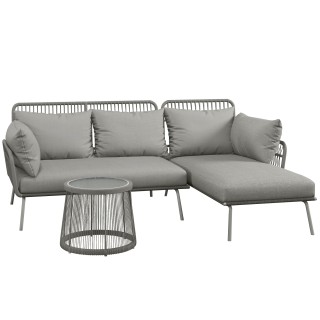 Outsunny Σετ Κήπου από Ρατάν PE Στυλ Boho, Διθέσιος Καναπές με Σεζλ...