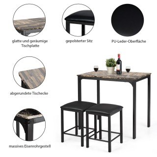 Σετ Τραπέζι Μπαρ με 2 Σκαμπό σε Χρώμα Καφέ Costway HW66121CF Σετ Τραπέζι Μπαρ με 2 Σκαμπό σε Χρώμα Καφέ Costway HW66121CF