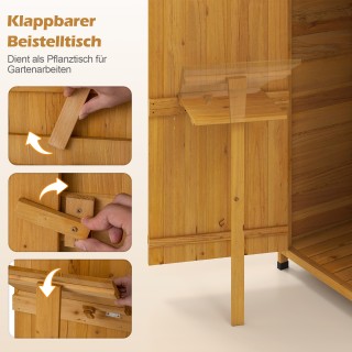 Costway Ξύλινη Ντουλάπα Κήπου με Κλειδωμένη Πόρτα Αχυρώνα, Πτυσσόμε...