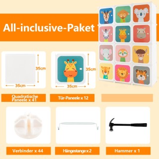 Costway Παιδική Ντουλάπα Πλαστική με 12 Κύβους και Πόρτες, 2 Κρεμάσ...