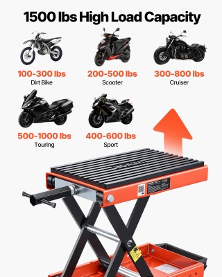 VEVOR Ανυψωτικό Μοτοσικλέτας Ψαλίδι 680 kg με Φαρδιά Πλατφόρμα και ...