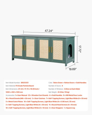 VEVOR Κρυφό Κουτί Λεκάνης Γάτας με Ρατάν Πόρτες και Ρετρό Σχεδιασμό... VEVOR Κρυφό Κουτί Λεκάνης Γάτας με Ρατάν Πόρτες και Ρετρό Σχεδιασμό...