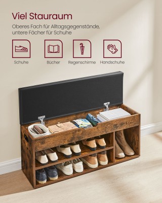 Πάγκος Παπουτσιών VASAGLE με Μαξιλάρι, Χωρητικότητα 150 kg, Καφέ Ru... Πάγκος Παπουτσιών VASAGLE με Μαξιλάρι, Χωρητικότητα 150 kg, Καφέ Ru...