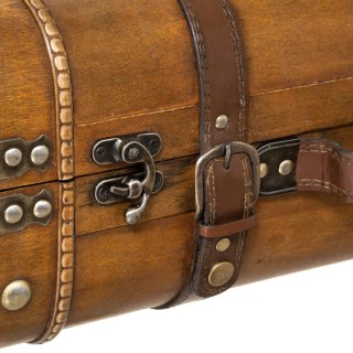 Atmosphera Σετ 2 Καφέ Βαλίτσες Αποθήκευσης από Ξύλο και Μέταλλο 182354