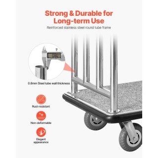 VEVOR Καρότσι Ξενοδοχείου 750 LBS με Αφαιρούμενο Μπροστινό Πλαίσιο ...