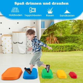 Costway  Πολύχρωμα Ισορροπιστικά Πέτρινα Οδόσημα για Παιδιά, Ορθογώ...