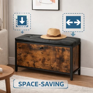 BAKAJI Σκαμπό Παπουτσοθήκη Βιομηχανικού Στυλ με Μαξιλαρωτό Κάθισμα ...