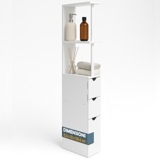 BAKAJI Κινητή Ξύλινη Ψηλή Ντουλάπα Εξοικονόμησης Χώρου με 3 Συρτάρι...