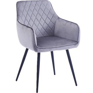 Shally Dogan  Σετ 2 Καρέκλες Τραπεζαρίας από Γκρι Βελούδο Εργονομικ...