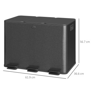 HOMCOM Κάδος Απορριμμάτων 3 Διατομών 20L με Αθόρυβο Κλείσιμο, από Α... HOMCOM Κάδος Απορριμμάτων 3 Διατομών 20L με Αθόρυβο Κλείσιμο, από Α...