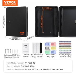 VEVOR Ντουλάπι Κλειδιών 48 Θέσεων με Συνδυασμό & Ρυθμιζόμενα Ράφια ...