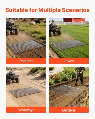 VEVOR Σύρσιμο Άροτρο 1.8x0.9 m, Αποδοτικό Καλλιεργητικό Πλέγμα Γαλβ...