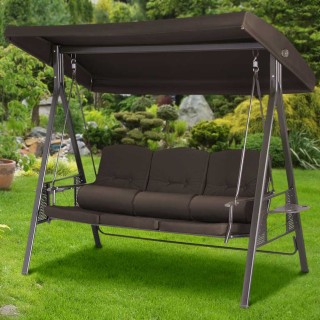 BAKAJI  Κούνια Κήπου Ίμπιζα 3 Θέσεων με Σκίαστρο Μαξιλάρια και Πτυσ...