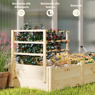 Outsunny Κρεβάτι για Κήπο με 3 Σχάρες και 2 Ζαρντινιέρες από Ξύλο Έ...