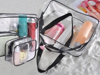 Verk Group Σετ Διάφανες Καλλυντικές Τσάντες 3 σε 1 για Ταξίδια Αερο...