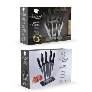 Galileo Σετ 5 μαχαιριών από ανοξείδωτο ατσάλι με μαύρη βάση SChef 5...