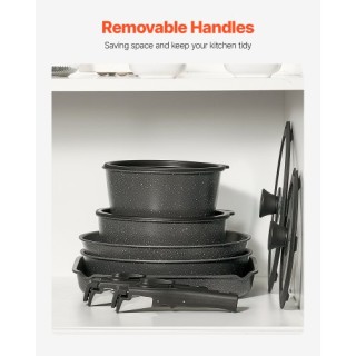 VEVOR Σετ Μαγειρικών Σκευών 17 Τεμαχίων με Γρανίτη Αντικολλητικό Μα...