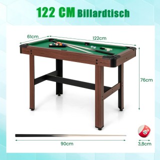 Costway Ξύλινο Τραπέζι Μπιλιάρδου με 2 Στέκες, 2 Κιμωλίες, Τρίγωνο ...
