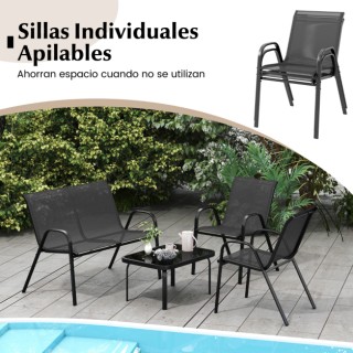 Costway 4-τεμάχιο Σετ Μεταλλικών Καθισμάτων Πάτιο με Επένδυση Υφάσμ...