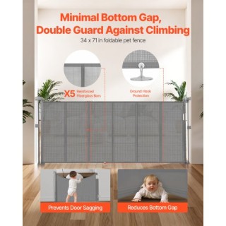 VEVOR Πτυσσόμενη Παιδική Πύλη Γκρι για Παιδιά & Κατοικίδια WZSSMHS7...