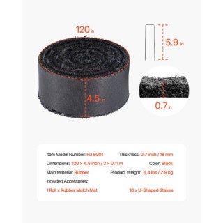 VEVOR Ρολό από Καουτσούκ για Τοπιοτεχνία 120 x 4.5 ιντσών - Μονοπάτ... VEVOR Ρολό από Καουτσούκ για Τοπιοτεχνία 120 x 4.5 ιντσών - Μονοπάτ...