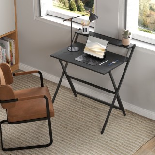 HOMCOM Πτυσσόμενο Γραφείο με Ράφι για Οθόνη, 81.5x62x86.5 εκ., Μαύρ...