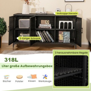 Costway Κουτί Αποθήκευσης PE-Rattan 318L με Αποσπώμενα Ράφια και Α... Costway Κουτί Αποθήκευσης PE-Rattan 318L με Αποσπώμενα Ράφια και Α...