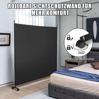 Costway Μαύρος Μονός Διαχωριστής Χώρου με Πλαίσιο (184 x 30 x 184 c...