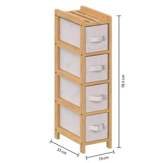 5FIVE Simply smart Συρταριέρα Οργάνωσης 4 Θέσεων, Ξύλο Bamboo & Λευ...