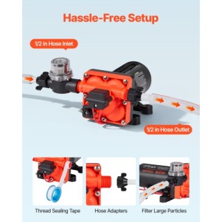 VEVOR Αντλία Νερού RV 12V, 6 GPM, Αυτόματη με Πίεση 70 PSI για Αυτο...