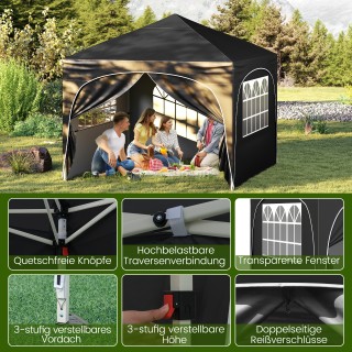 Costway Μαύρο 3x3 M Περίπτερο Κήπου με Αποσπώμενες Πλευρές και Αξεσ... Costway Μαύρο 3x3 M Περίπτερο Κήπου με Αποσπώμενες Πλευρές και Αξεσ...