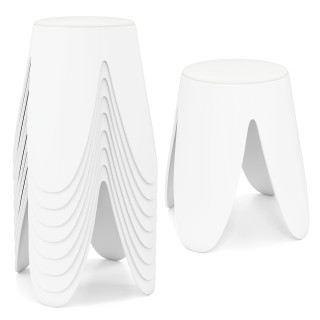 Costway Σετ 8 Στρογγυλών Στοιβαζόμενων Σκαμπό από Πλαστικό με Μαξιλ...