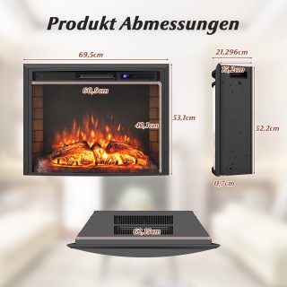 Costway Ηλεκτρικό Τζάκι 1500W με Θέρμανση και Τηλεχειριστήριο και Π...