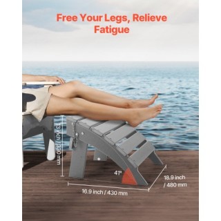 VEVOR Γκρι Πτυσσόμενο Υποπόδιο HDPE Adirondack KZDADLDKTTQPCOJ8NV0