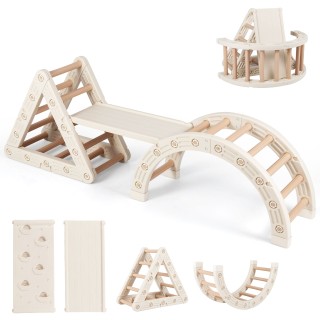 Costway Πολυλειτουργικό Παιχνιδοκατασκευή 5 σε 1 με Τσουλήθρα, Σκάλ...