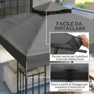 Outsunny Κάλυμμα για Κιόσκι Κήπου 3x3m UPF30+ με 2 Επίπεδα από Πολυ...