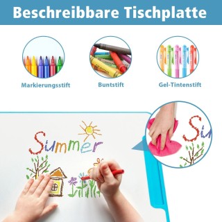 Costway  Παιδικό Σετ Γραφείου με Ρυθμιζόμενο Ύψος και LED Φωτιστικό...