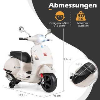 Costway Παιδική Ηλεκτρική Μοτοσικλέτα VESPA  με LED Προβολέα και Κό...