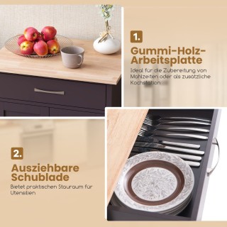 Τρόλει Κουζίνας με Ξύλινη Επιφάνεια  Αποθηκευτικό Χώρο 73 x 48 x 90...