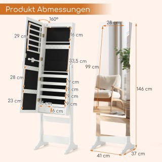 Costway Λευκή Ντουλάπα με LED Φωτισμό και Κλείδωμα για Κοσμήματα με... Costway Λευκή Ντουλάπα με LED Φωτισμό και Κλείδωμα για Κοσμήματα με...