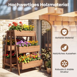 Costway Πολύεπιπέδες Ξύλινες Ζαρντινιέρες με Σχέδιο Λάτας & 6 Κασπώ...