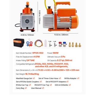 VEVOR Αντλία Κενού & Κιτ Μανομέτρου για Κλιματιστικά ZKBKDWXTZLX104... VEVOR Αντλία Κενού & Κιτ Μανομέτρου για Κλιματιστικά ZKBKDWXTZLX104...