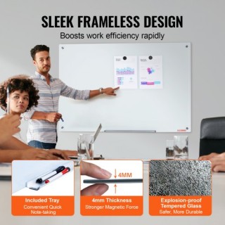 Μαγνητικός Πίνακας Γυαλιού VEVOR 48x32, Επιτοίχιος, με Δίσκο Μαρκαδ... Μαγνητικός Πίνακας Γυαλιού VEVOR 48x32, Επιτοίχιος, με Δίσκο Μαρκαδ...