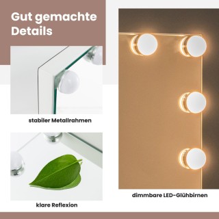 Costway Φωτιζόμενος Καθρέφτης Μακιγιάζ με 14 Ρυθμιζόμενα LED και 3 ...